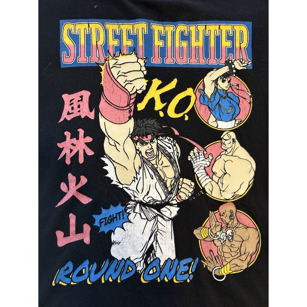 Street Fighter Ryu Chun-Li Akuma Graphic T-Shirt Men's Small Retro Capcom Tee